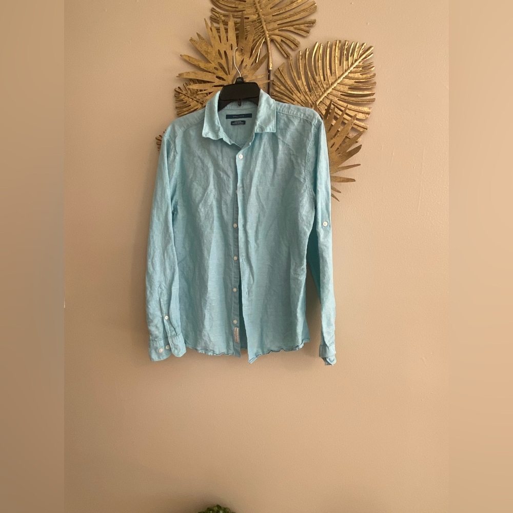 Perry Ellis Aqua Casual Button Down Shirt